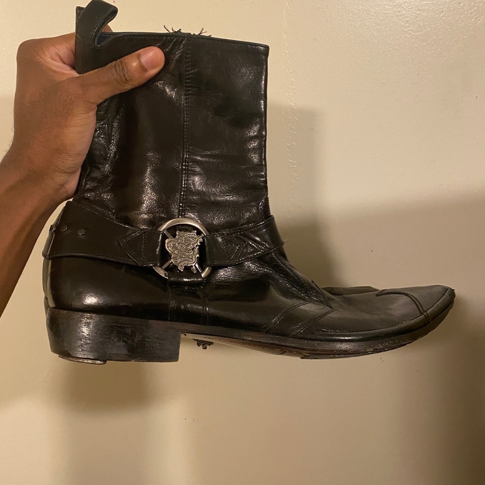Mark Nason Men's Black Leather Chelsea Side Zipup Ankle Boots
